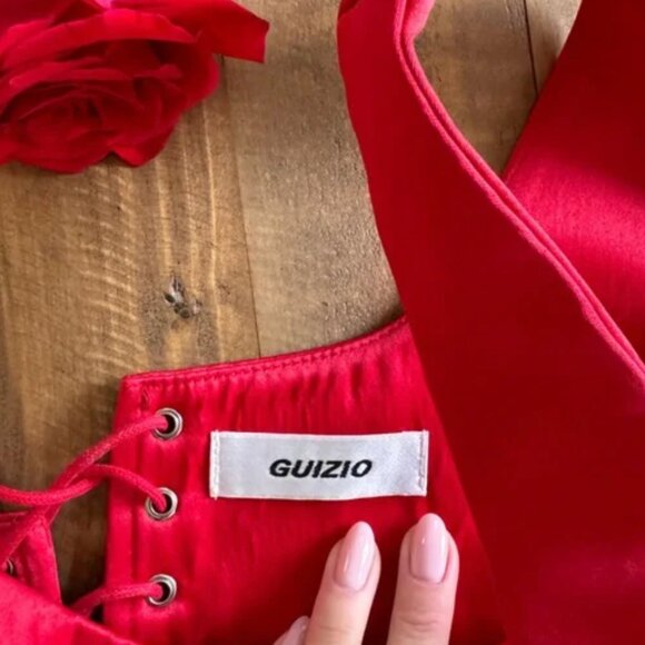 Danielle Guizio Satin Red Lace Up Bustier Corset - Picture 13 of 13